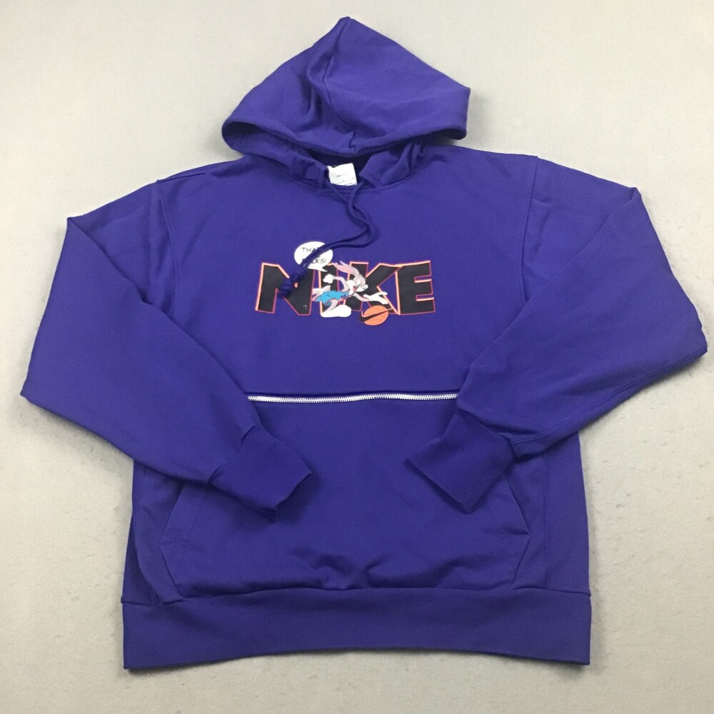 Nike Space Jam Hoodie Men Small Purple Bugs Bunny Pullover Dri-FIT Sweatshirt S